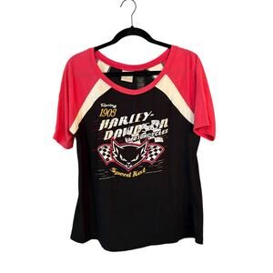 Harley Davidson Motorcycles Women’s Graphic T-shirt XL Speed Cat Racing Biker